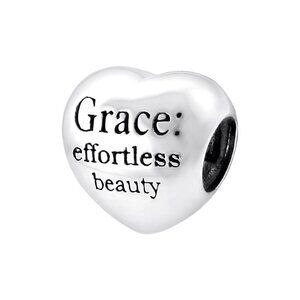 Sterling Silver Heart Charm Bead - Grace Effortless Beauty
